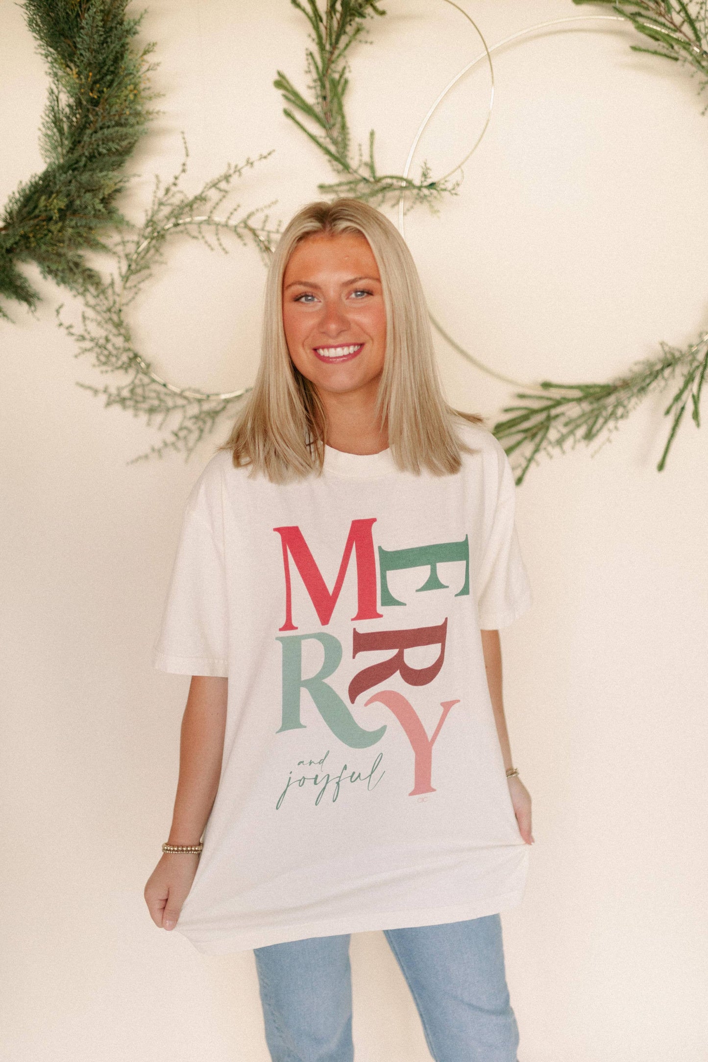 Reg & Curvy Merry + Joyful Christmas Graphic Tee