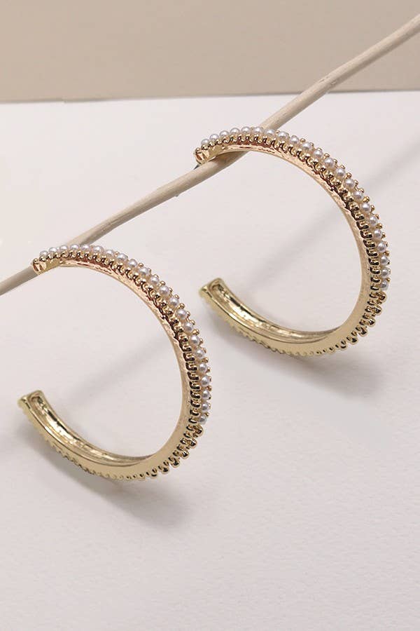 Pearl Pavé Studded Hoops