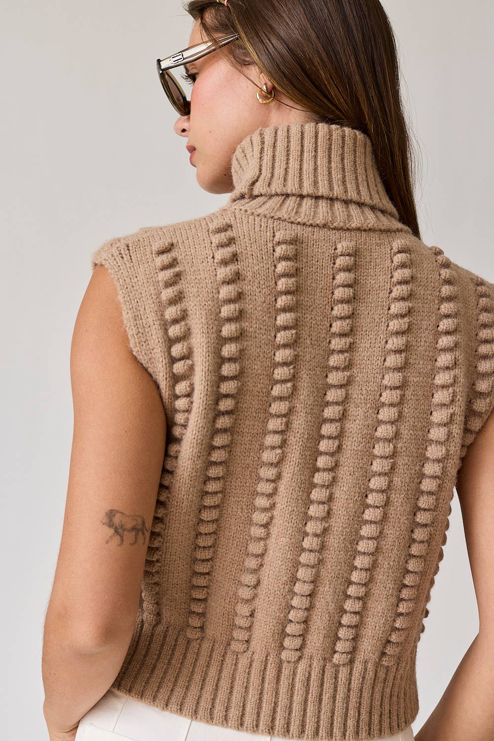 Blythe Turtle Neck Textured Knit Vest