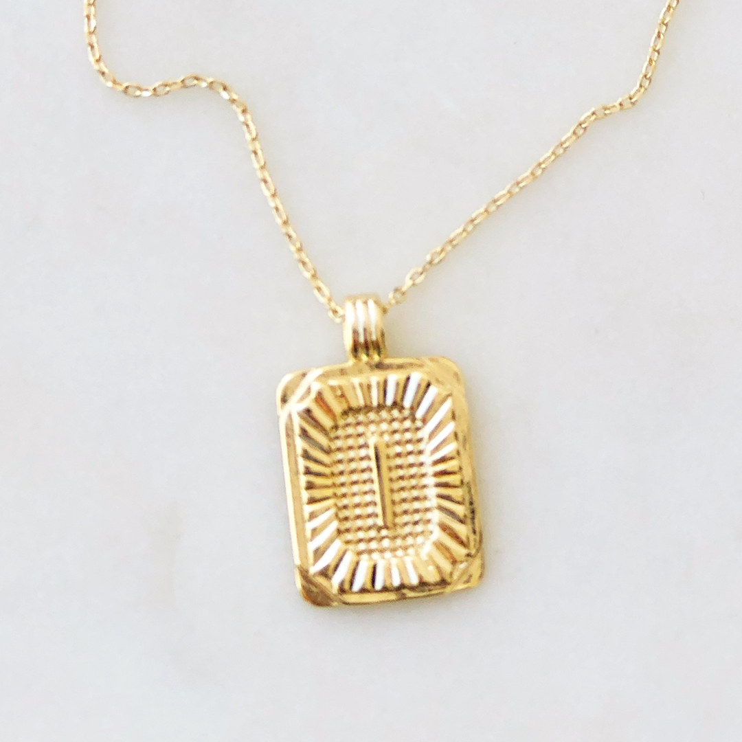 Squared Initial Coin Necklace