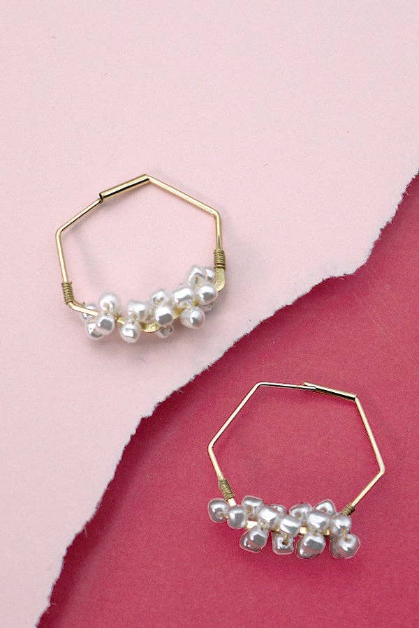 Hexagon Wire Pearl Cluster