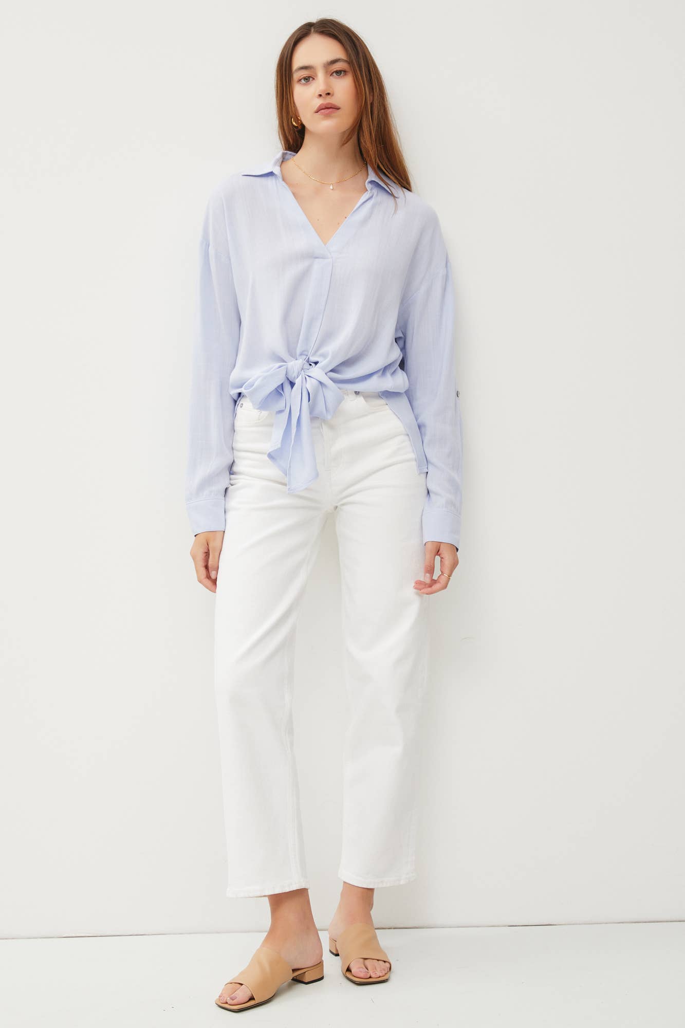 Tie Front Blouse - Multiple Colors