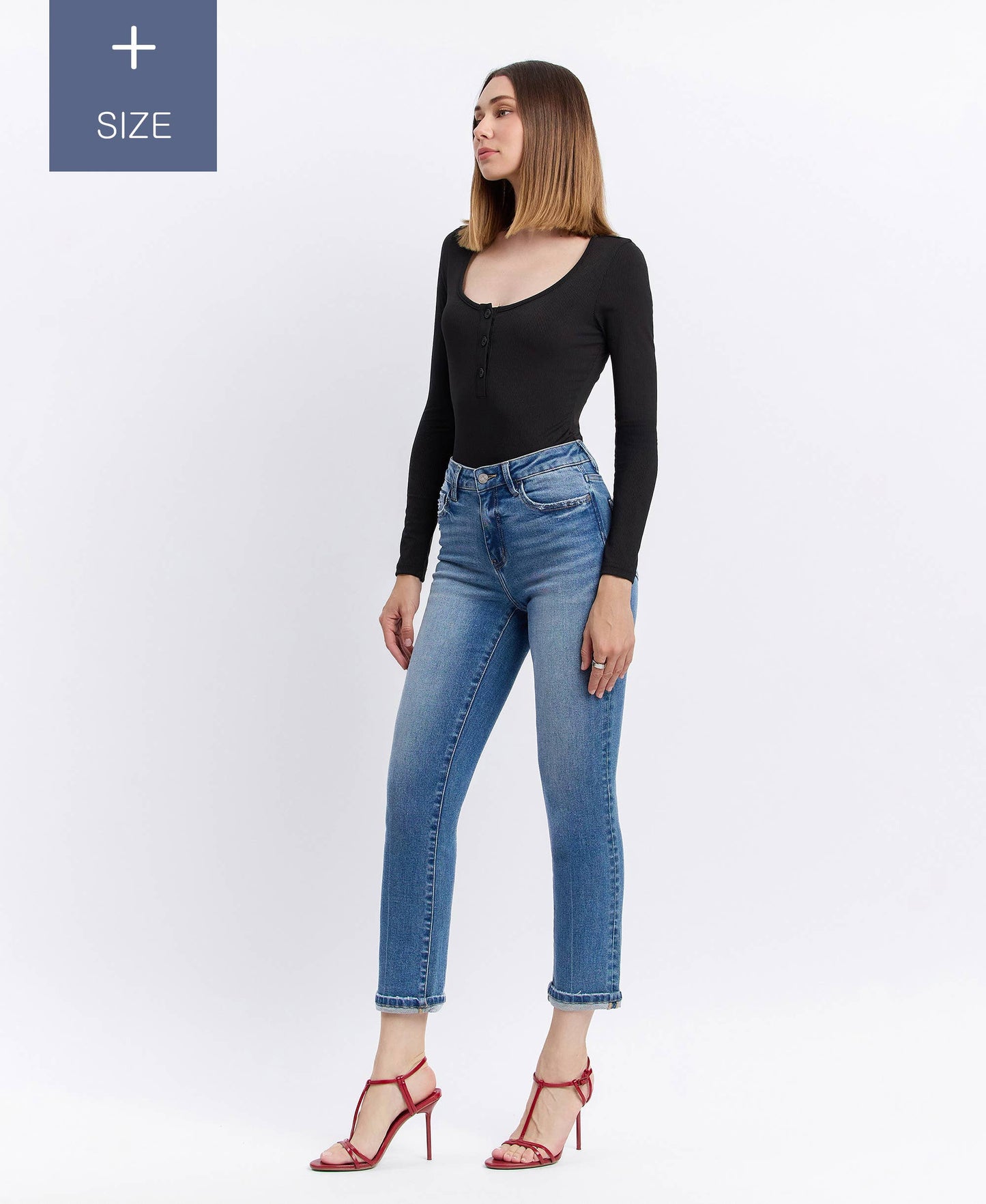 Curvy Blanche Tummy Control Slim Straight Jeans