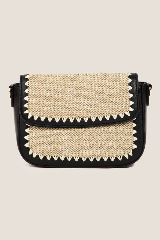 Braided Faux Leather Crossbody Bag