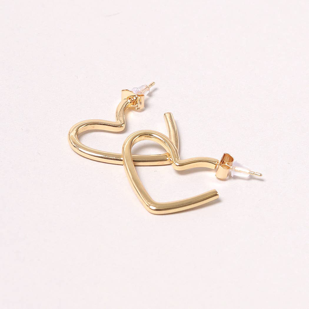 14K Gold-Dipped Heart Hoop Earring: ONE SIZE / GLD