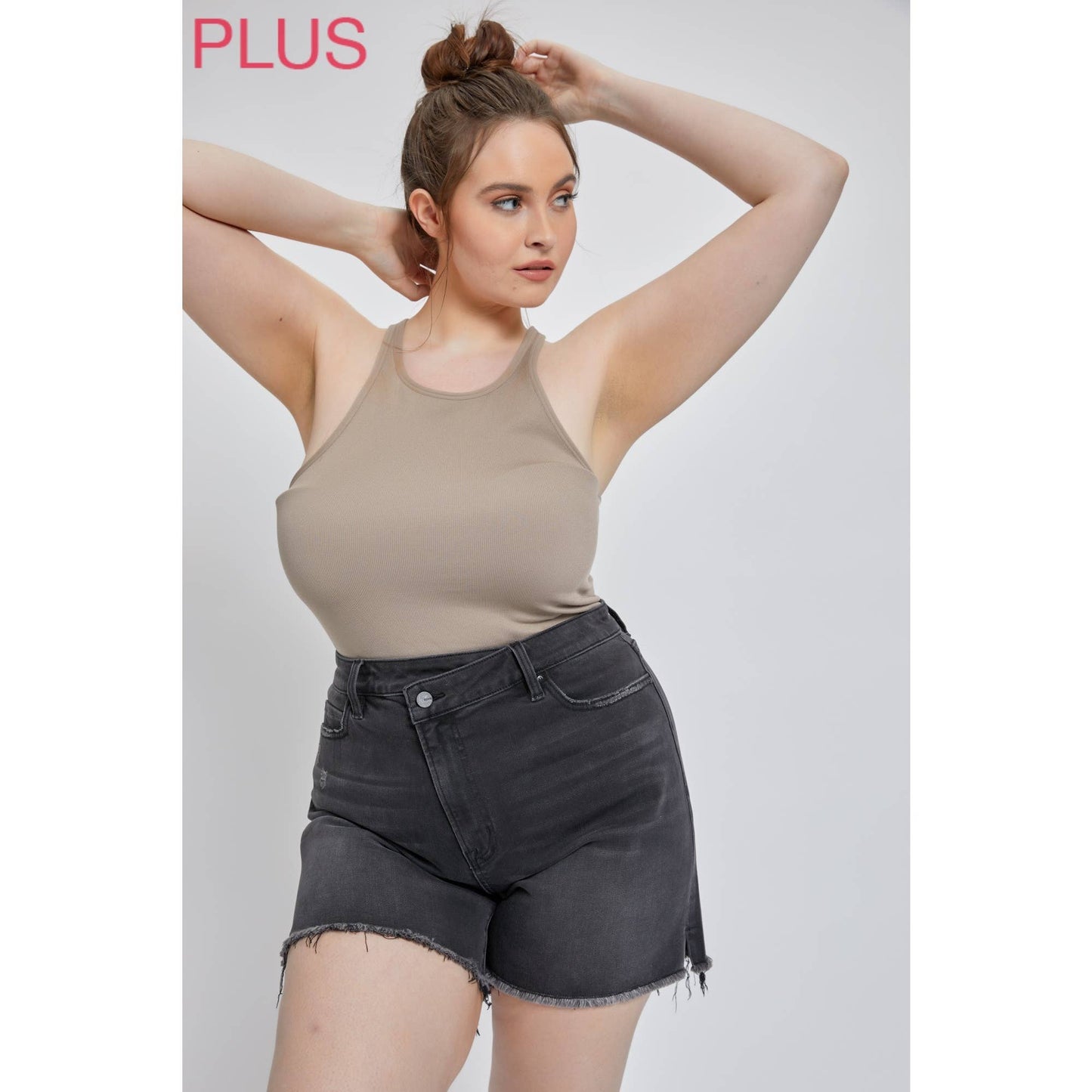 Curvy High Rise Cross Over Shorts XL-3X