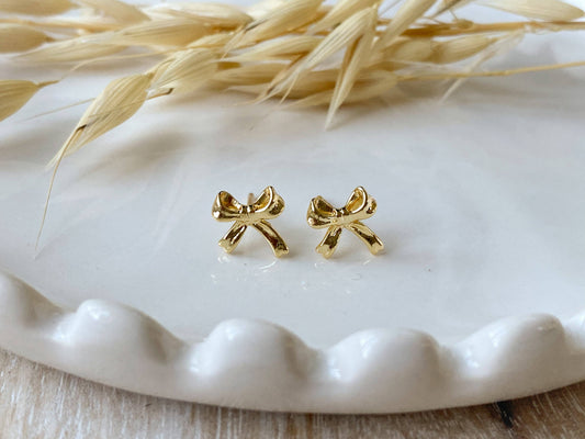 Gold Bow Earrings