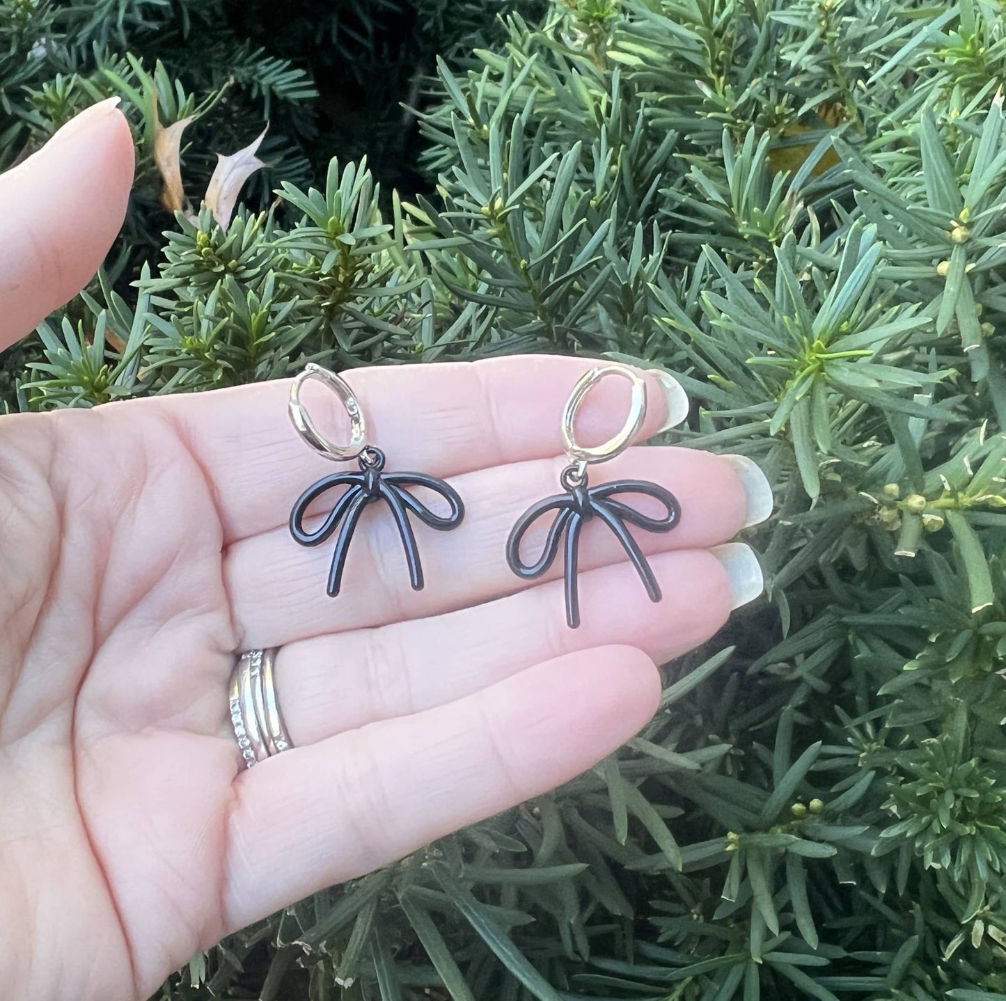 Black Bow Loopy Coquette Earrings