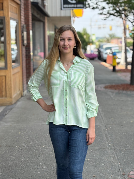 Quinn Striped Roll Up Sleeve Shirt - Multiple Colors