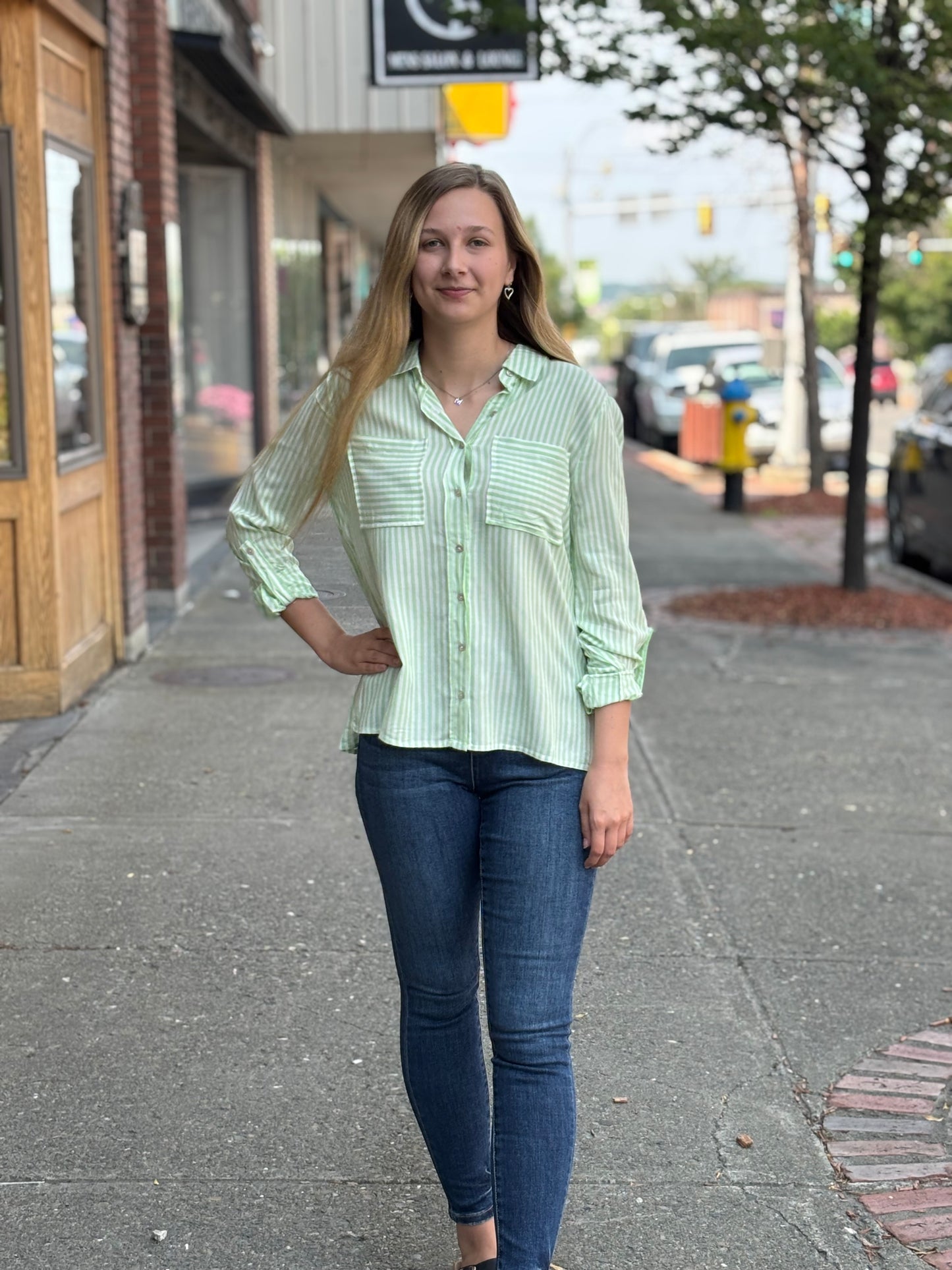 Quinn Striped Roll Up Sleeve Shirt - Multiple Colors