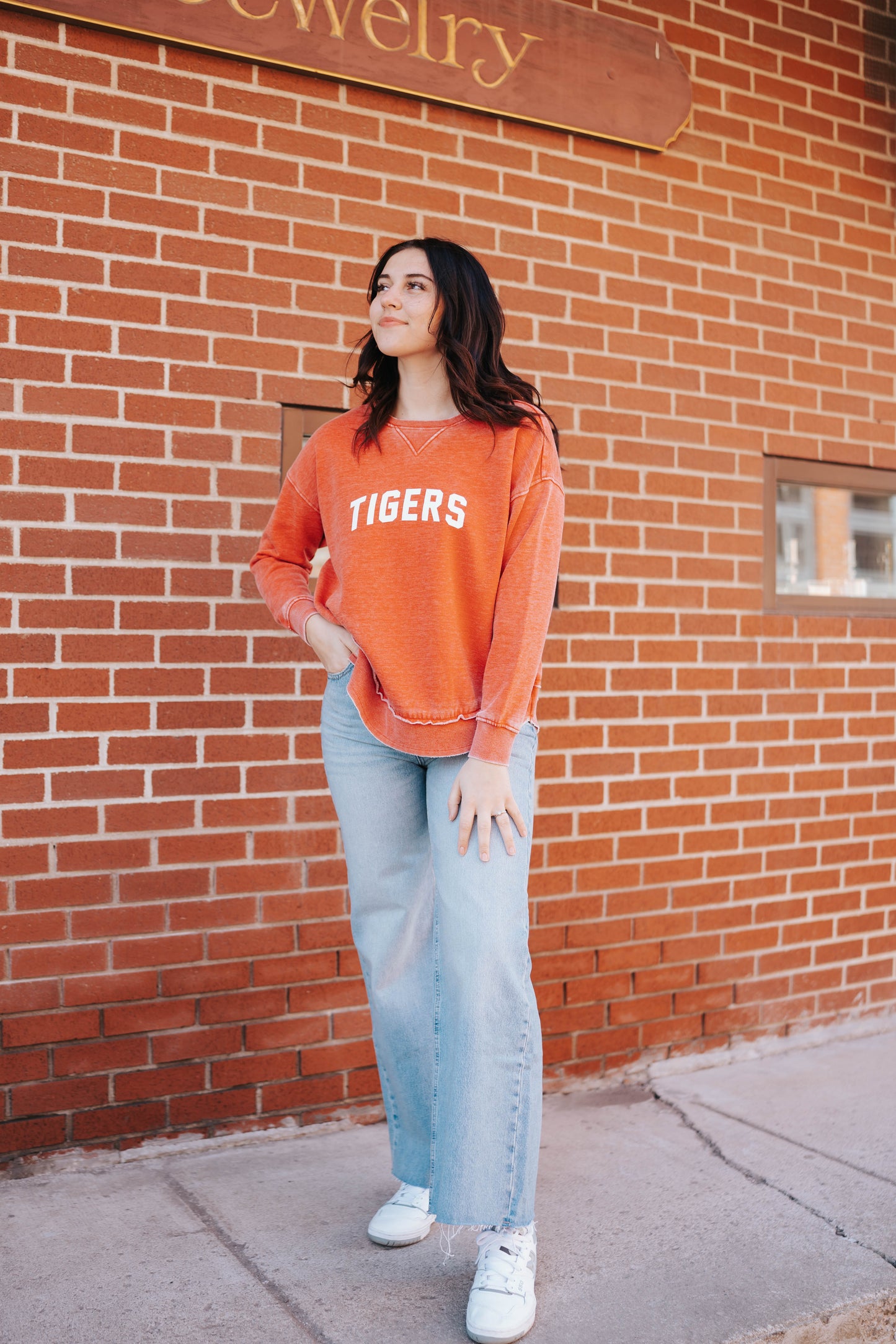 Tigers Red Burnout Fleece Pullover