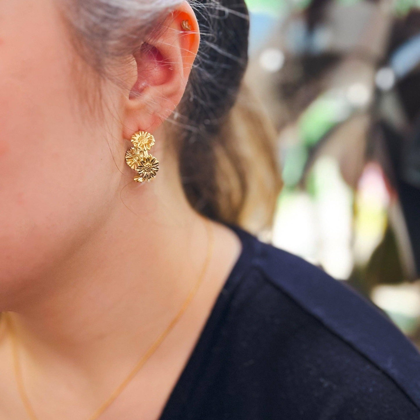 Van Gogh Sunflower Hoop Earrings