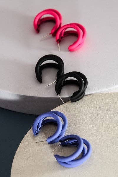 Twisted Black Hoop Earrings