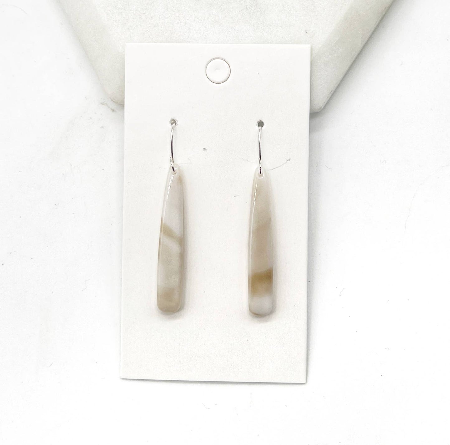 Cream Neutral Pixie Drop Acrylic Earrings