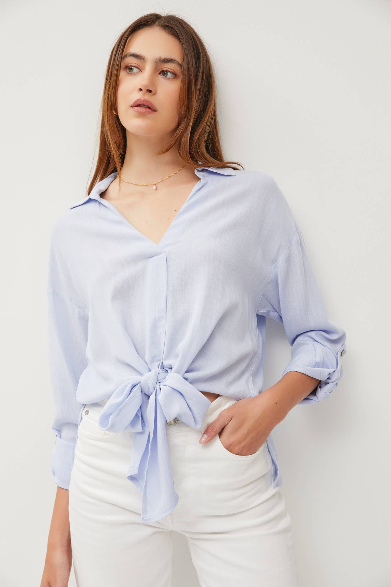 Tie Front Blouse - Multiple Colors