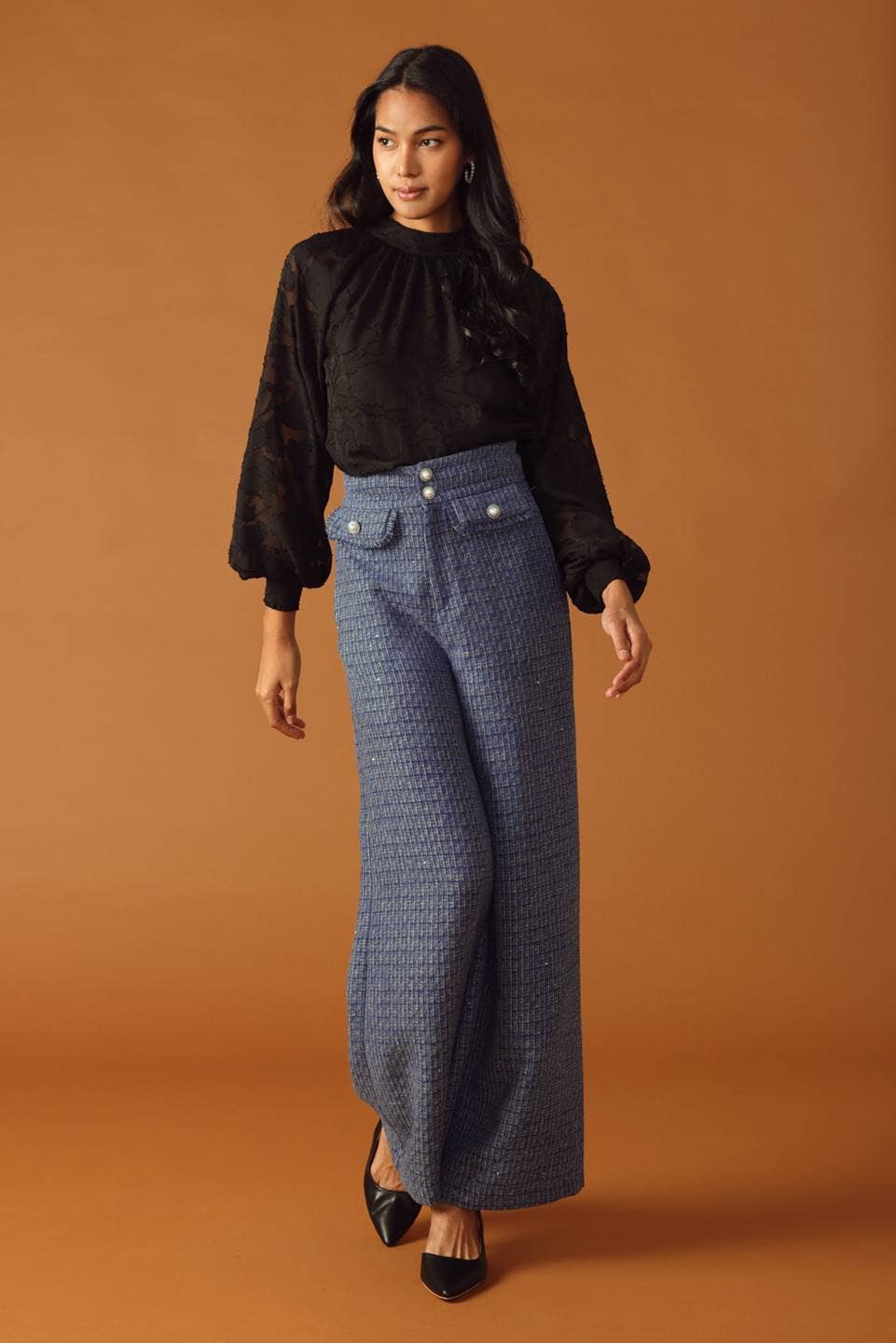 Sophie Tweed Pants w/Pearl Buttons