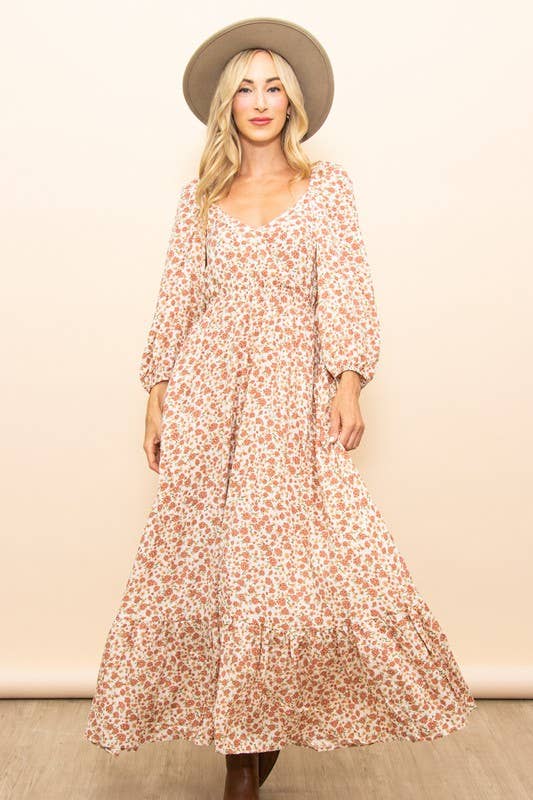 Erinn Reversible Floral Wide Flare Maxi Dress