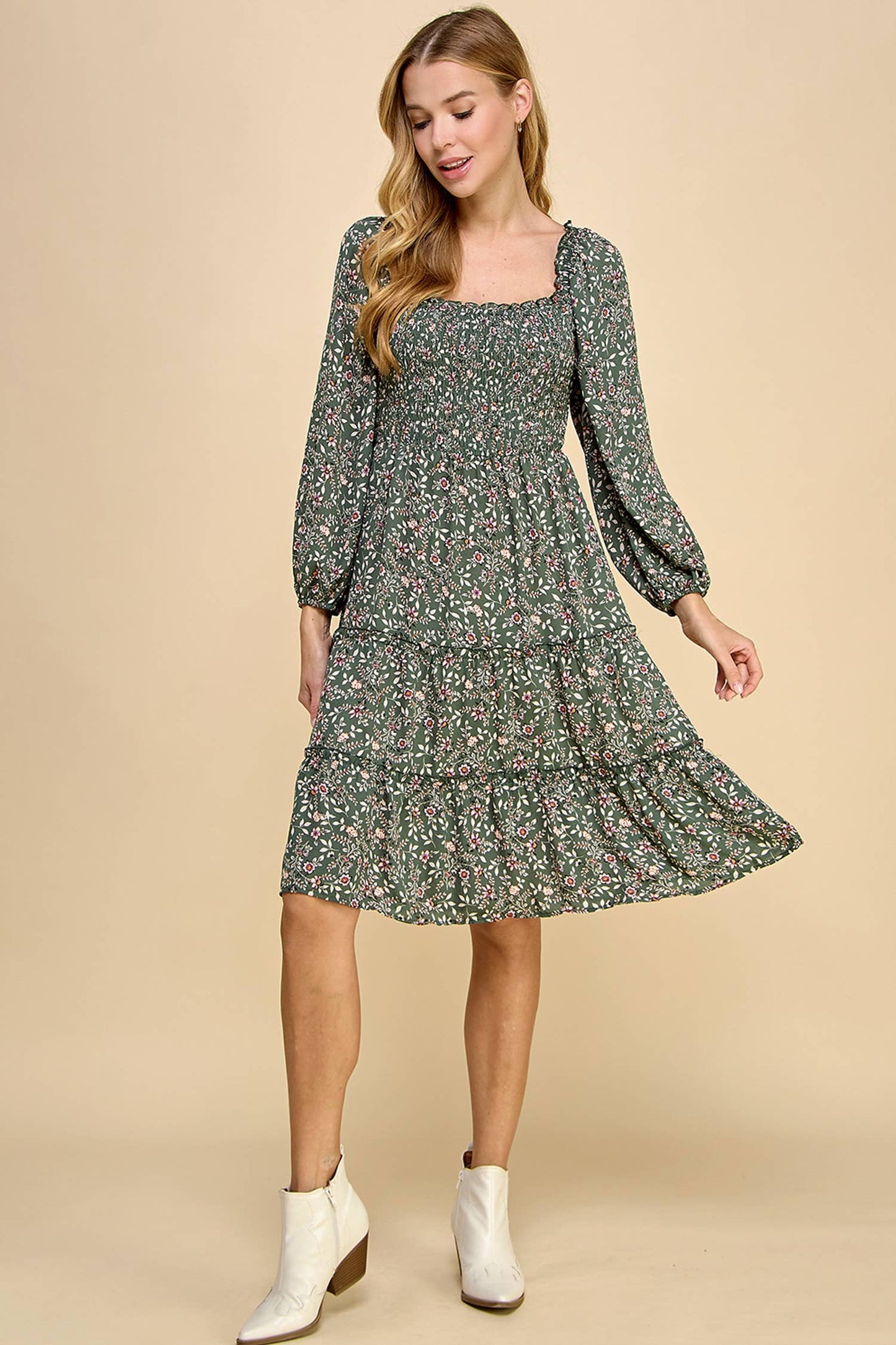 Ireland Tiered Dress W/Smocking S-XL