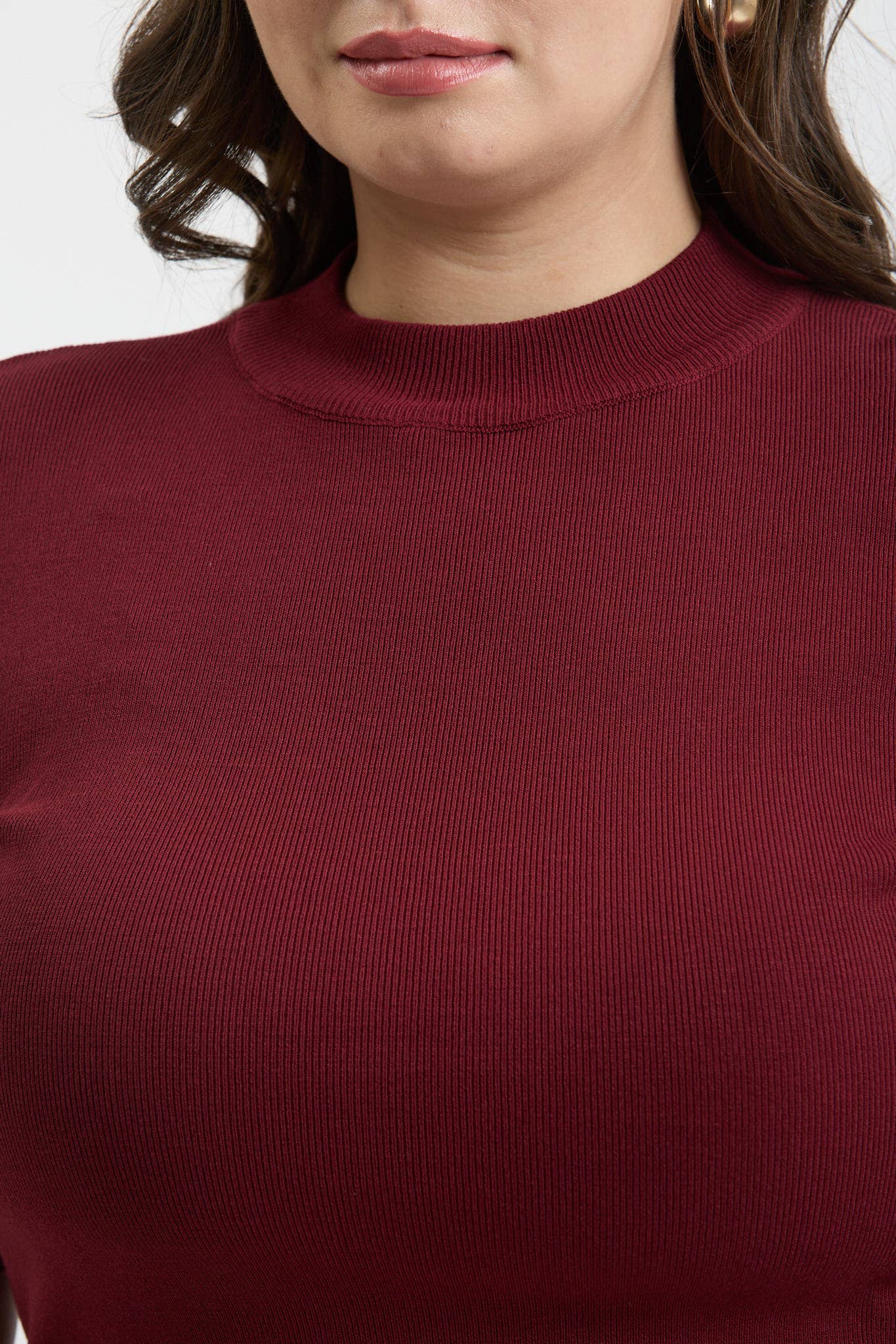 Curvy Carrigan Short Sleeve Mock Neck Top - Multiple Colors