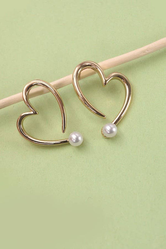 Heart Hanging Pearl Earrings