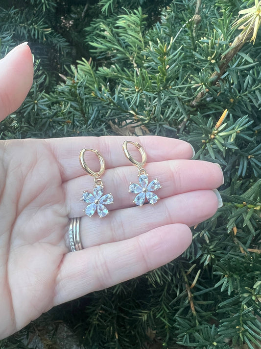 Flower Huggie Hoop Earrings