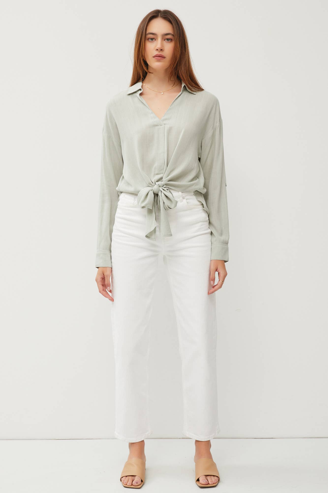 Tie Front Blouse - Multiple Colors