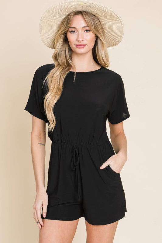 Black T-Shirt Romper - S-XL