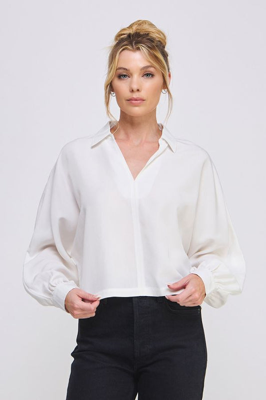 Maggie Off White Collared Blouse