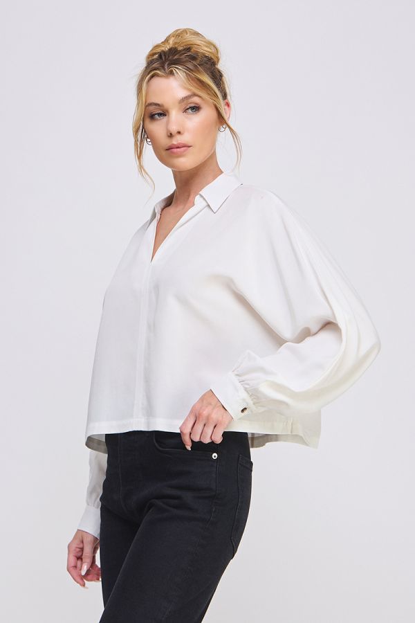 Maggie Off White Collared Blouse