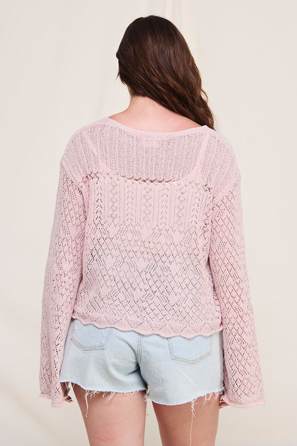 Curvy Rakell Blush Pointelle Cardigan