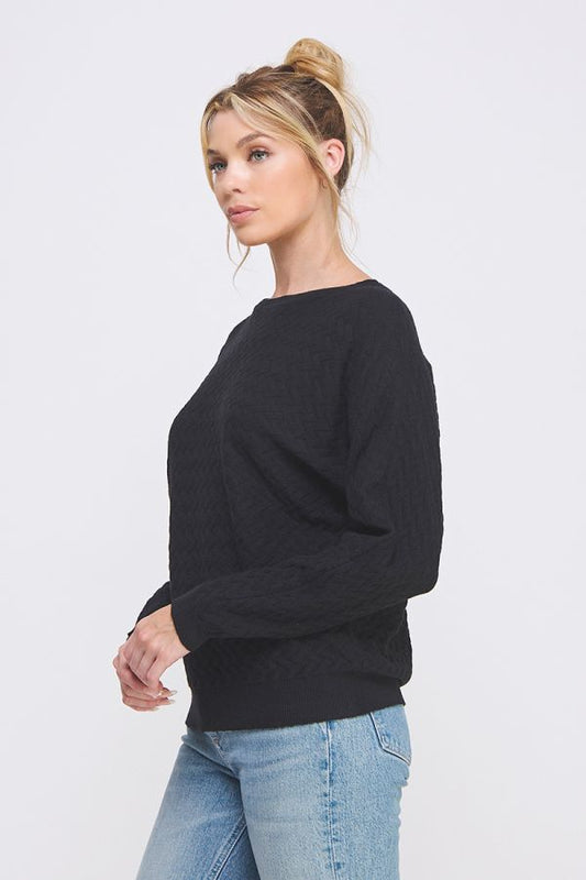 Saylor Herringbone Textured Sweater - Multiple Colors