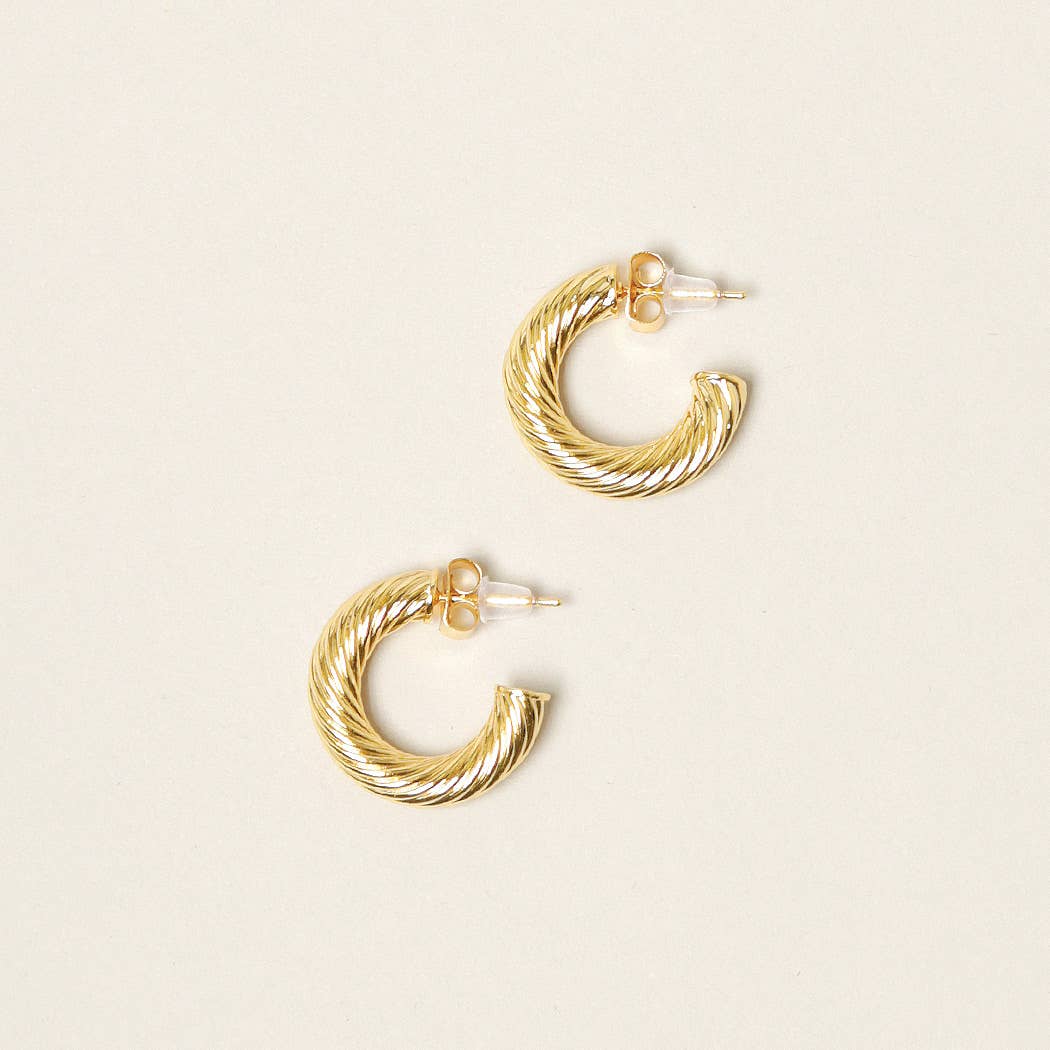 XS-14K Gold Dipped Textured Hoops - Multiple Colors