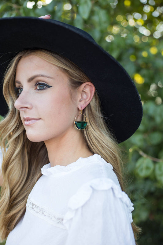 Emerald Green Gem Acrylic Earrings