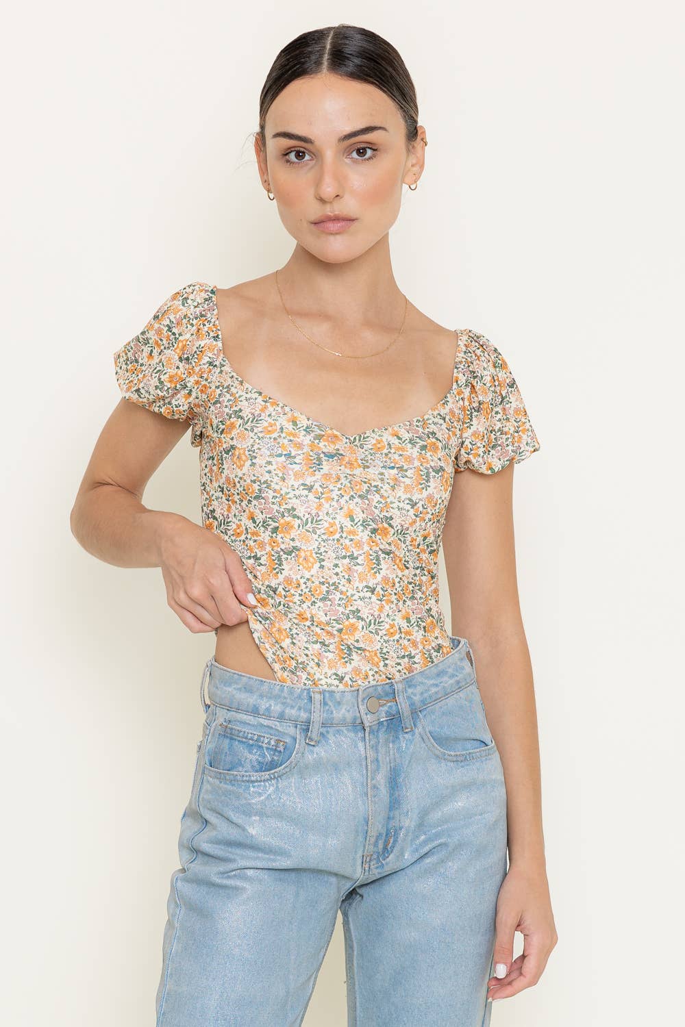 Ava Floral Cap Sleeve Bodysuit