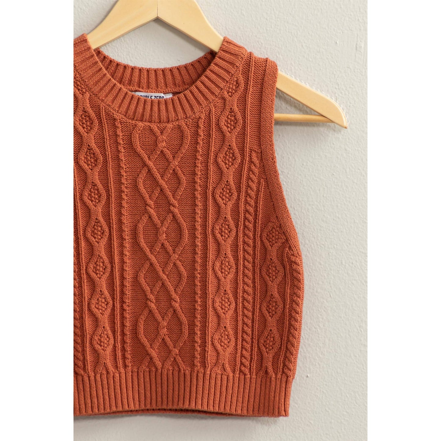 Cable Knit Cropped Sleeveless Top