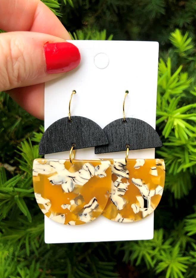 Mustard Yellow Wood and Acrylic Deco Drops