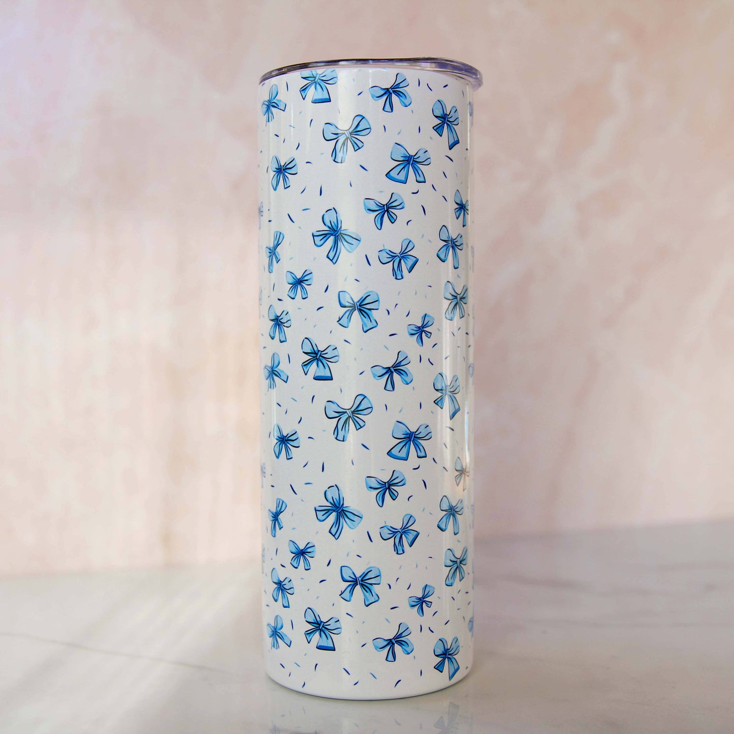 Blue Bows Stainless Steel Skinny Tumbler