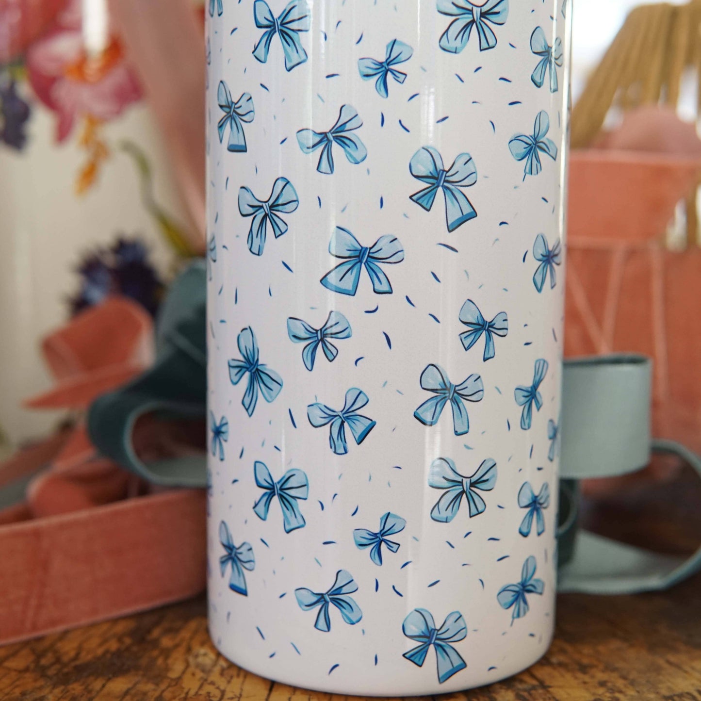 Blue Bows Stainless Steel Skinny Tumbler