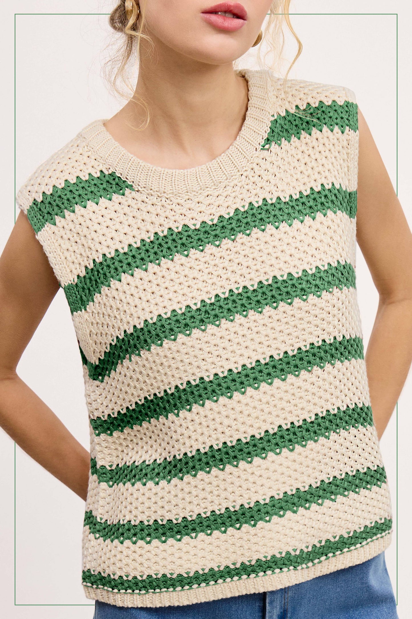 Eden Chunky Striped Sleeveless Sweater Top