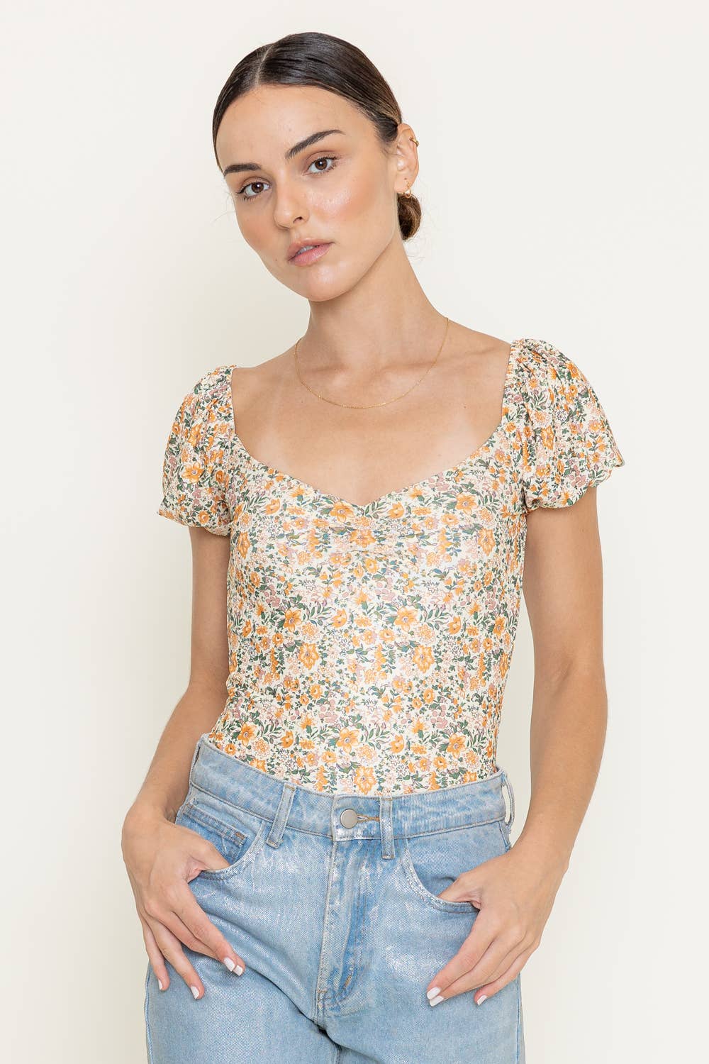 Ava Floral Cap Sleeve Bodysuit