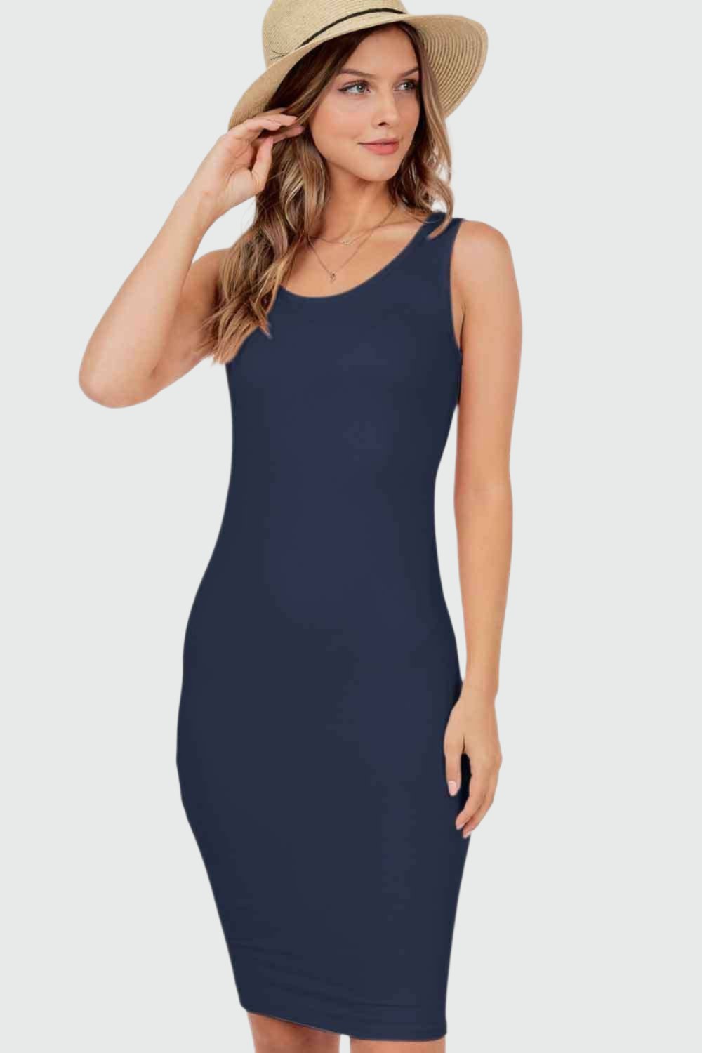 Curvy - Sleeveless Tank Bodycon Dress - Multiple Colors