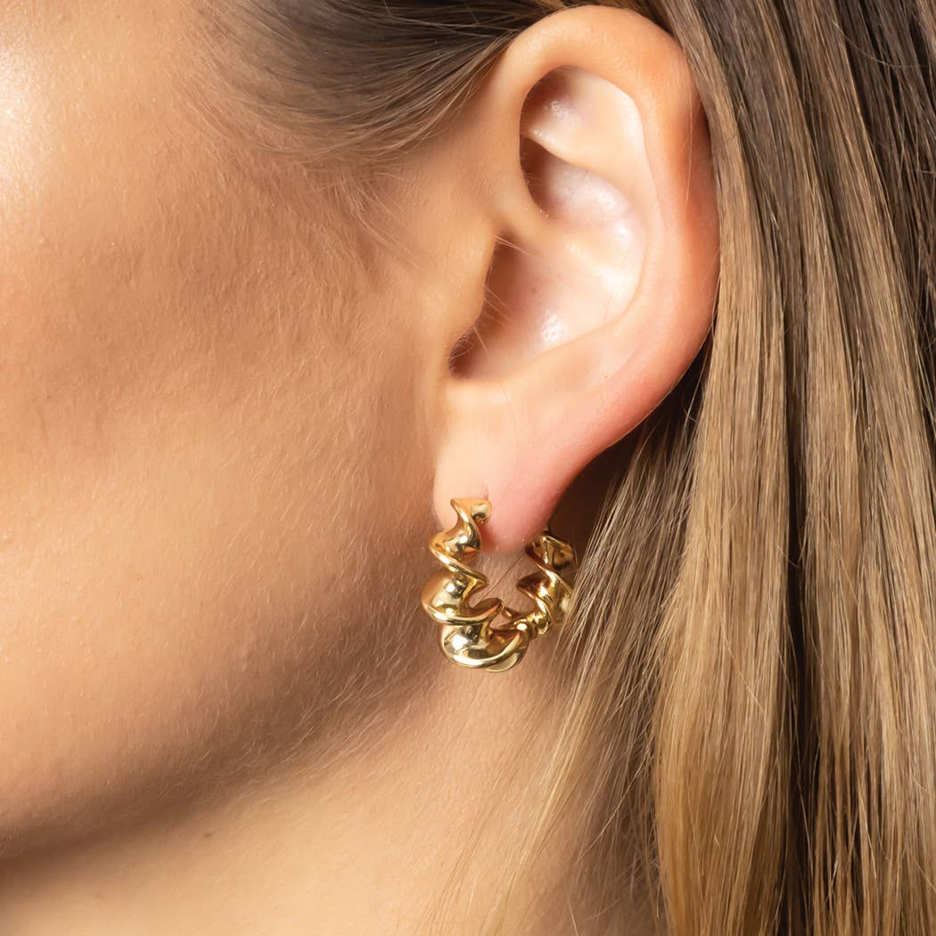 14K Gold Dipped Twirl Hoop Earrings: Multiple Colors