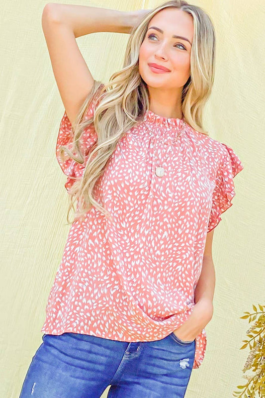 Leopard Printed Ruffle Baby Doll Top