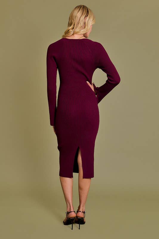 Dakota Long Sleeve Sweater Midi Dress