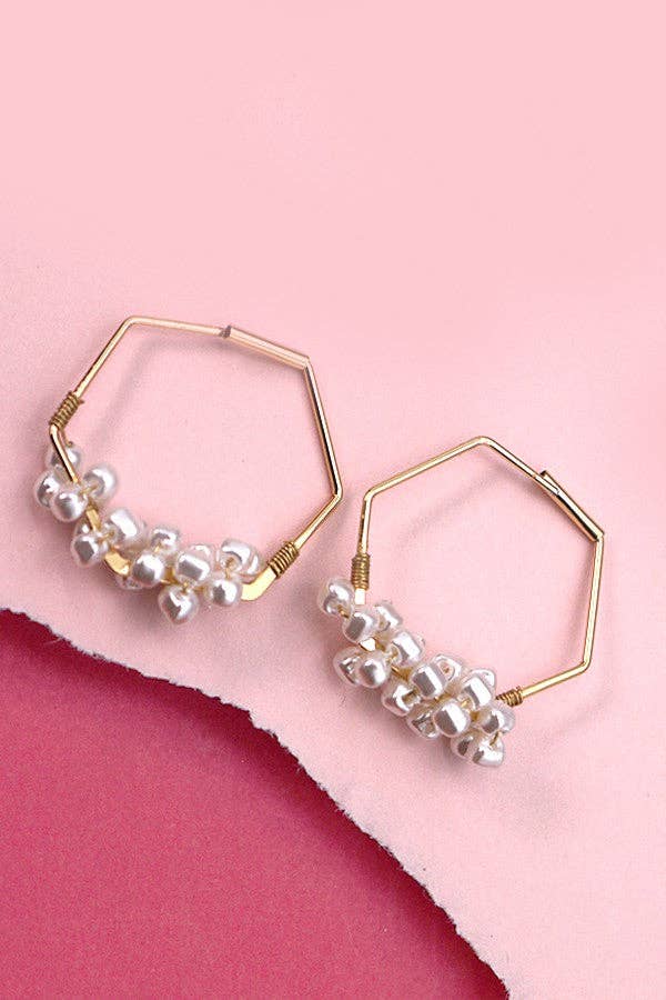 Hexagon Wire Pearl Cluster