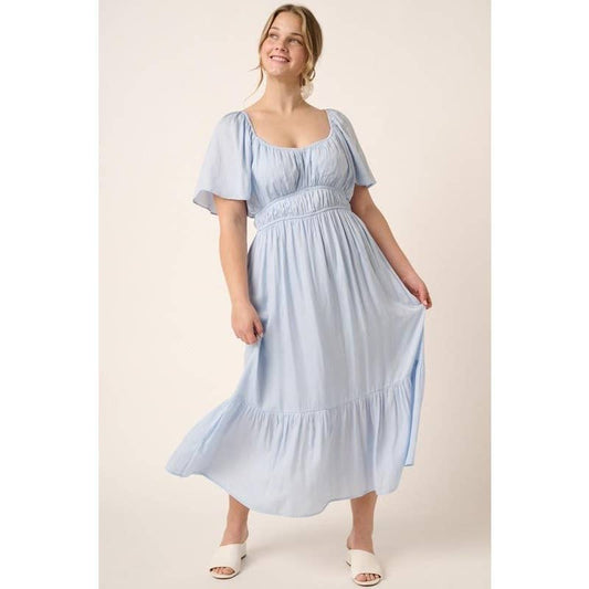 Curvy Dahlia Flutter Sleeve Midi Dress - Multiple Colors
