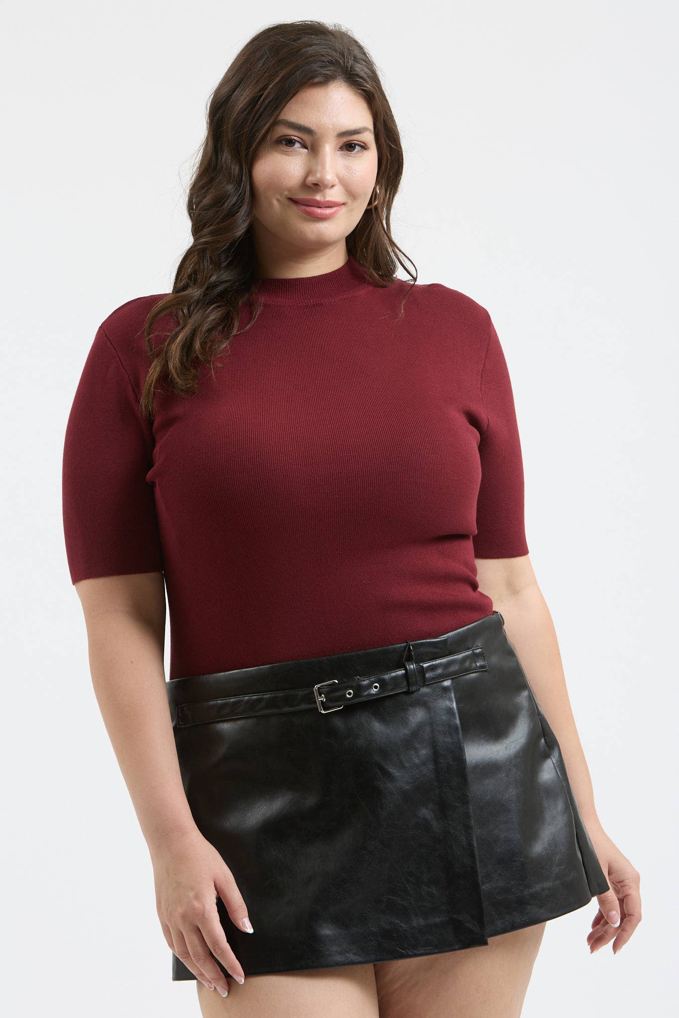 Curvy Carrigan Short Sleeve Mock Neck Top - Multiple Colors