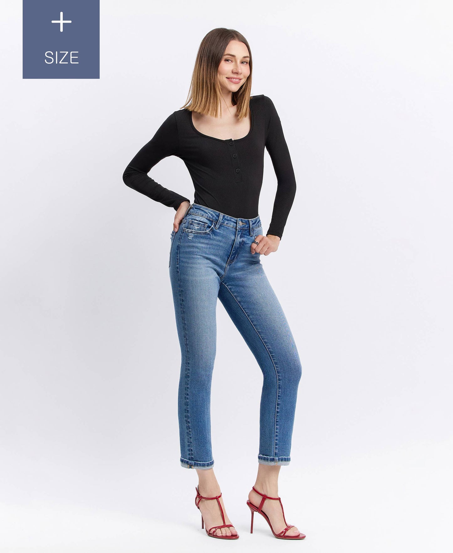 Curvy Blanche Tummy Control Slim Straight Jeans