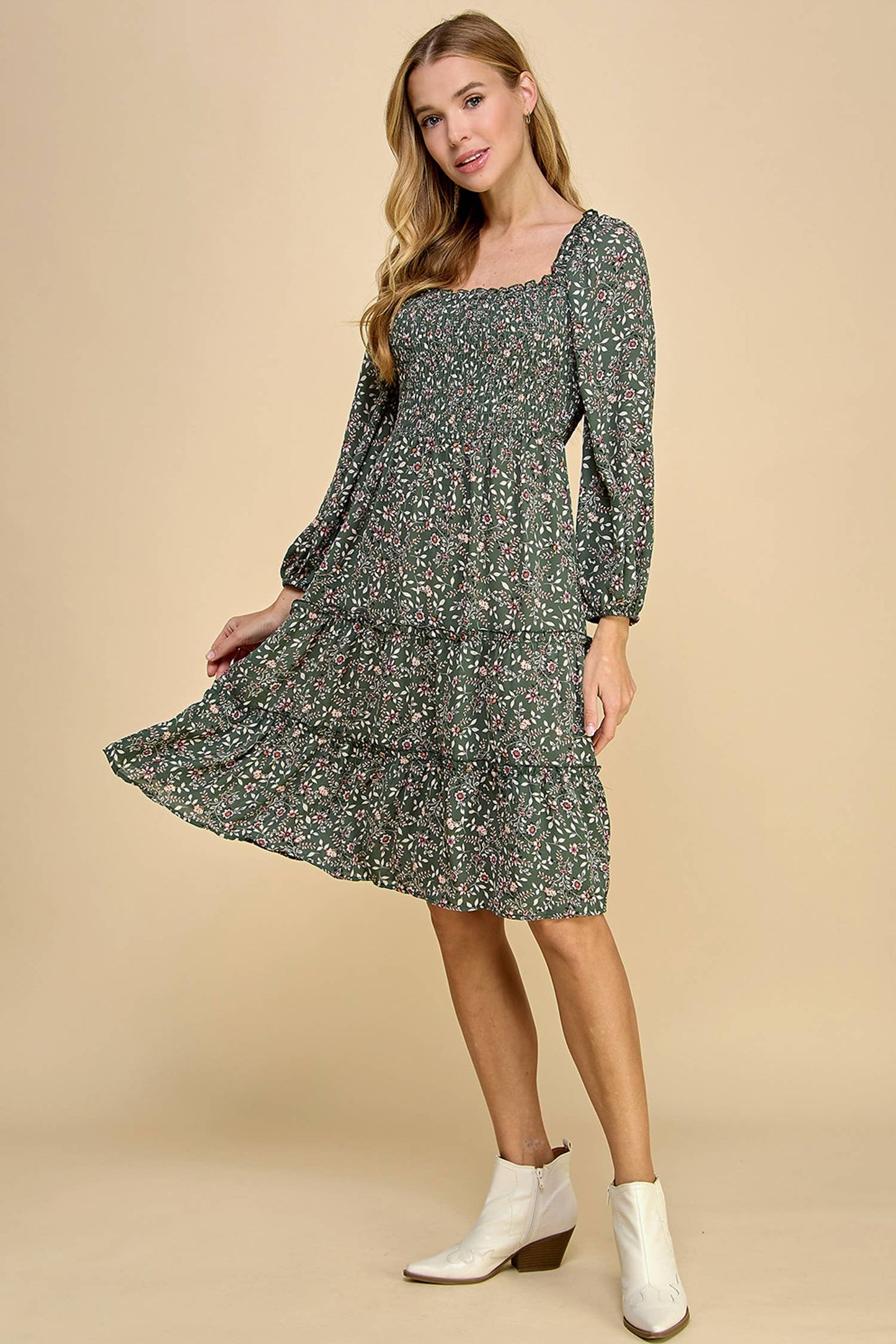 Ireland Tiered Dress W/Smocking S-XL