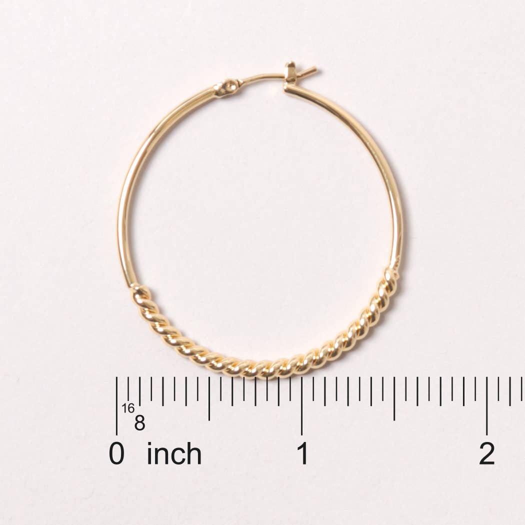 14K Gold-Dipped Textured Hoop Earring: ONE SIZE / GLD